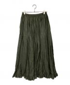 edit cologneエディットコロン）の古着「French Linen Frilled Hem Gather Skirt」｜グリーン