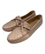 PRADAプラダ）の古着「オーストリッチタイプ ロゴドライビングシューズ」｜ピンク