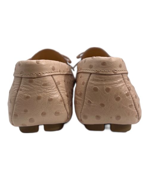 PRADA（プラダ）PRADA (プラダ) オーストリッチタイプ ロゴドライビングシューズ ピンク サイズ:36 1/2の古着・服飾アイテム