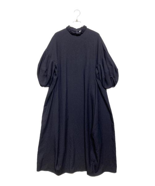 ENFOLD（エンフォルド）ENFOLD (エンフォルド) リネンライク 立体スリーブDRESS ネイビー サイズ:36の古着・服飾アイテム