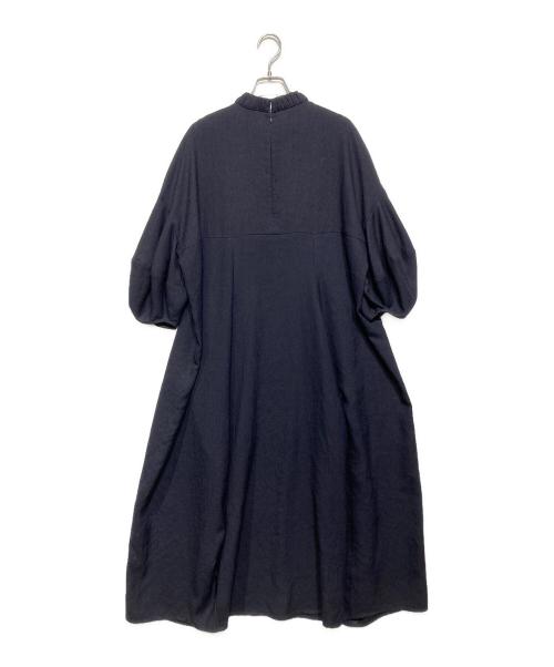 ENFOLD（エンフォルド）ENFOLD (エンフォルド) リネンライク 立体スリーブDRESS ネイビー サイズ:36の古着・服飾アイテム