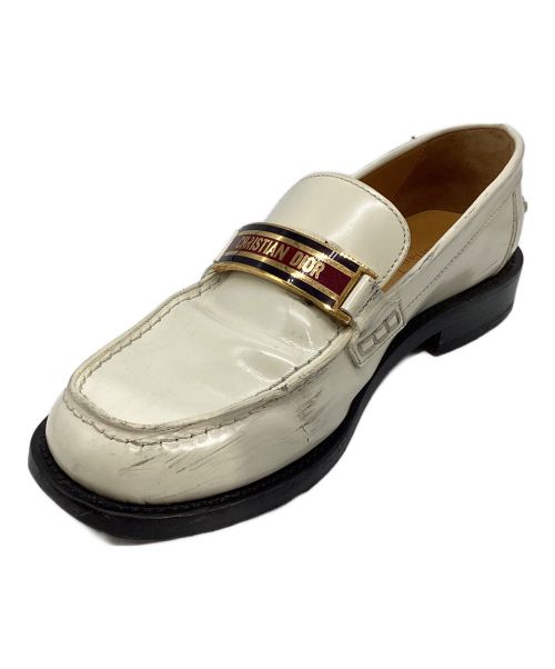 Christian Dior（クリスチャン ディオール）Christian Dior (クリスチャン ディオール) 21AWロゴプレートローファー ホワイト サイズ:36Dの古着・服飾アイテム