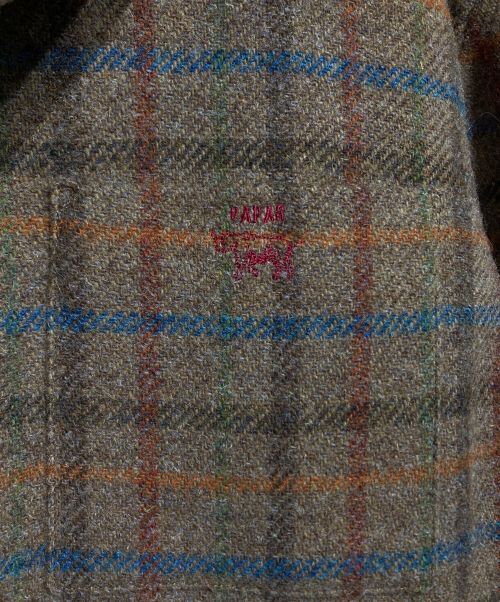 PAPAS（パパス）PAPAS (パパス) Harris Tweed (ハリスツイード) ツイードコート ブラウン サイズ:Lの古着・服飾アイテム