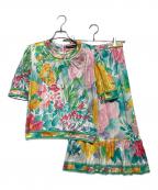 LEONARDレオナール）の古着「花柄セットアップ」｜グリーン×ピンク
