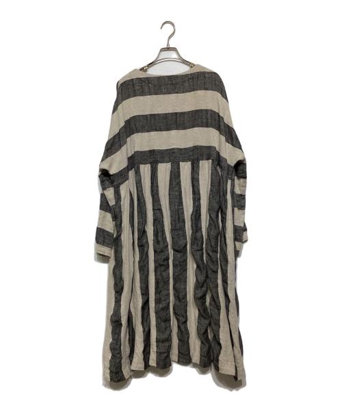 ICHI Antiquites（イチアンティークス）ICHI Antiquites (イチアンティークス) リネンワンピース ベージュ×グレー サイズ:-の古着・服飾アイテム