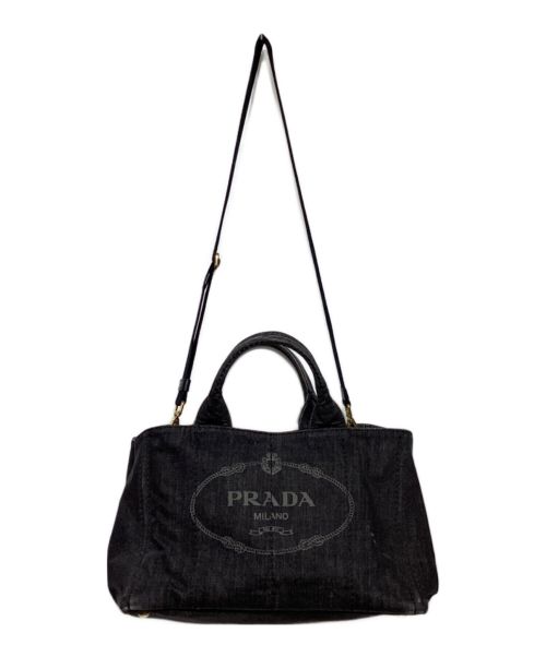 PRADA（プラダ）PRADA (プラダ) デニム カナパ トートバッグ ブラックの古着・服飾アイテム