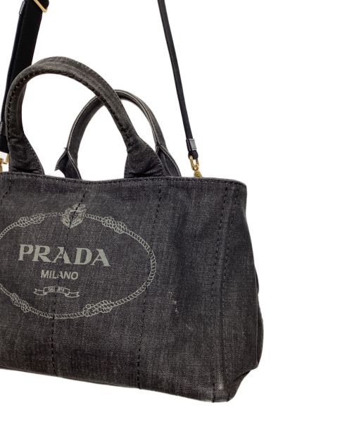 PRADA（プラダ）PRADA (プラダ) デニム カナパ トートバッグ ブラックの古着・服飾アイテム