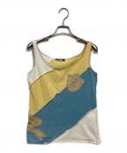 BURBERRY BLUE LABELバーバリーロンドンブルーレーベル）の古着「ノースリーブカットソー　FA548-179」｜イエロー×ブルー