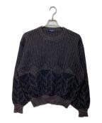 Yves Saint Laurentイヴサンローラン）の古着「総柄ニット」｜ブラウン×ブラック