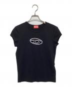 DIESELディーゼル）の古着「オーバルDロゴ カットアウト Tシャツ」｜ブラック