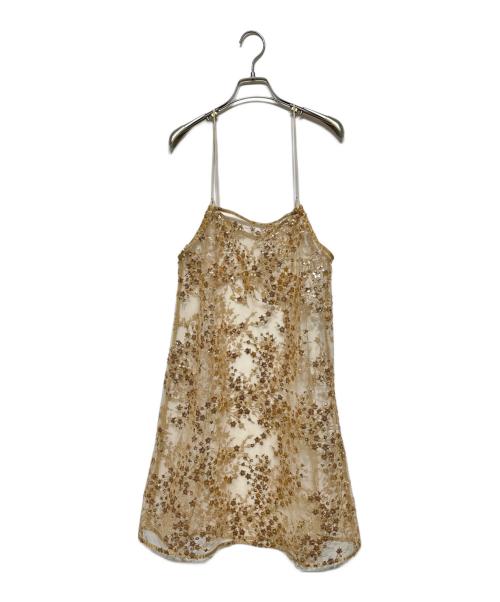 yae（ヤエ）yae (ヤエ) Flower spangle camisole dress ベージュ サイズ:freeの古着・服飾アイテム