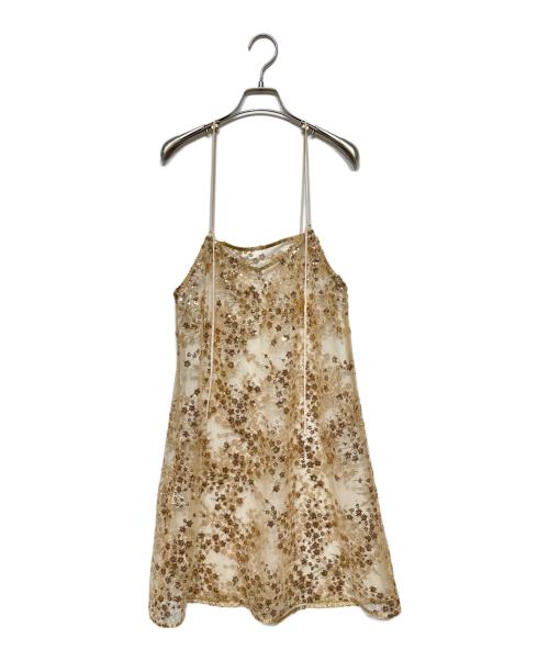 yae（ヤエ）yae (ヤエ) Flower spangle camisole dress ベージュ サイズ:freeの古着・服飾アイテム