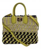 Salvatore Ferragamoサルヴァトーレ フェラガモ）の古着「Studio Box Bag 2WAYカゴバッグ」｜イエロー×ブラック