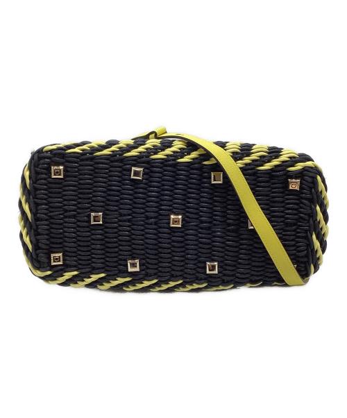 Salvatore Ferragamo（サルヴァトーレ フェラガモ）Salvatore Ferragamo (サルヴァトーレ フェラガモ) Studio Box Bag 2WAYカゴバッグ イエロー×ブラックの古着・服飾アイテム