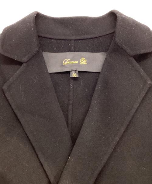 DRAWER（ドゥロワー）DRAWER (ドゥロワー) カシミヤウールベルテッドラップコート ブラック サイズ:36の古着・服飾アイテム