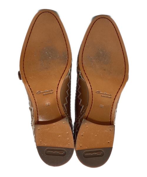 Santoni（サントーニ）Santoni (サントーニ) ダブルモンクシューズ ベージュ×マルチカラー サイズ:40の古着・服飾アイテム