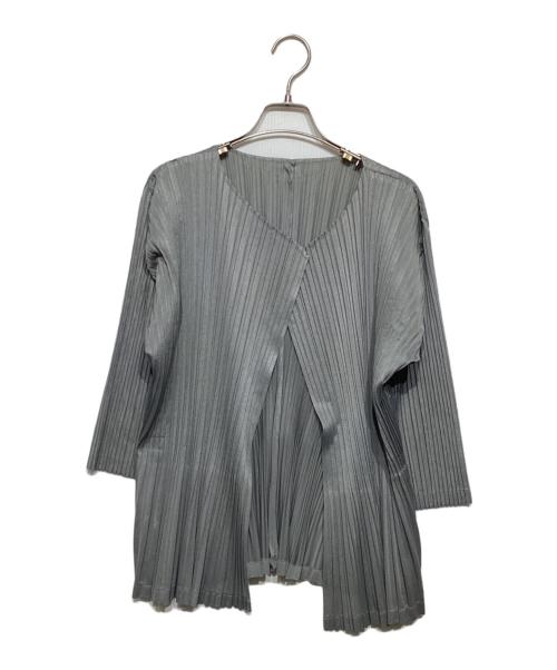 PLEATS PLEASE（プリーツプリーズ）PLEATS PLEASE (プリーツプリーズ) プリーツカーディガン グレー サイズ:3の古着・服飾アイテム