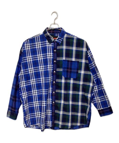 FAT（エフエーティー）FAT (エフエーティー) ビッグチェックシャツ ブルー サイズ:XXLの古着・服飾アイテム