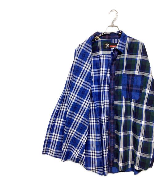 FAT（エフエーティー）FAT (エフエーティー) ビッグチェックシャツ ブルー サイズ:XXLの古着・服飾アイテム