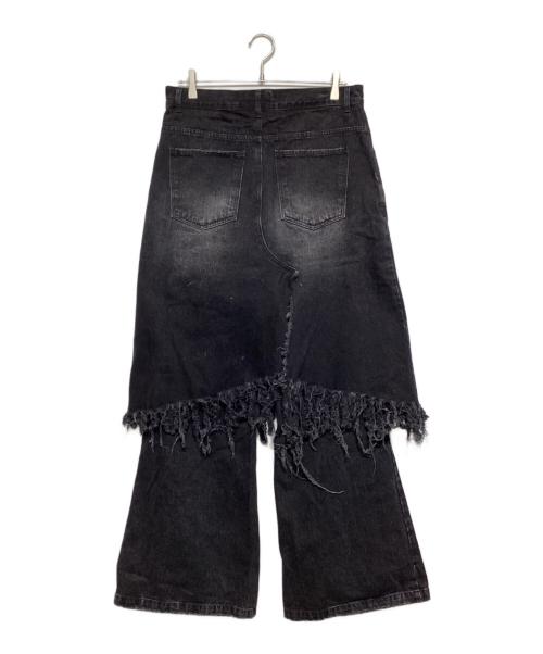 Sunday Off Club（サンデイ オフ クラブ）Sunday Off Club (サンデイ オフ クラブ) レイヤードスカートフレアデニムジーンズ ブラック サイズ:1の古着・服飾アイテム