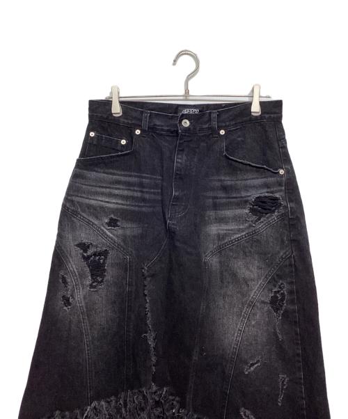 Sunday Off Club（サンデイ オフ クラブ）Sunday Off Club (サンデイ オフ クラブ) レイヤードスカートフレアデニムジーンズ ブラック サイズ:1の古着・服飾アイテム