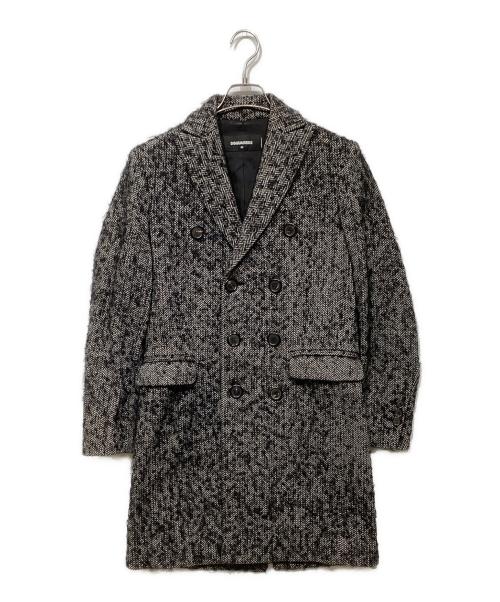 DSQUARED2（ディースクエアード）DSQUARED2 (ディースクエアード) ダブルチェスターコート グレー×ブラック サイズ:42の古着・服飾アイテム
