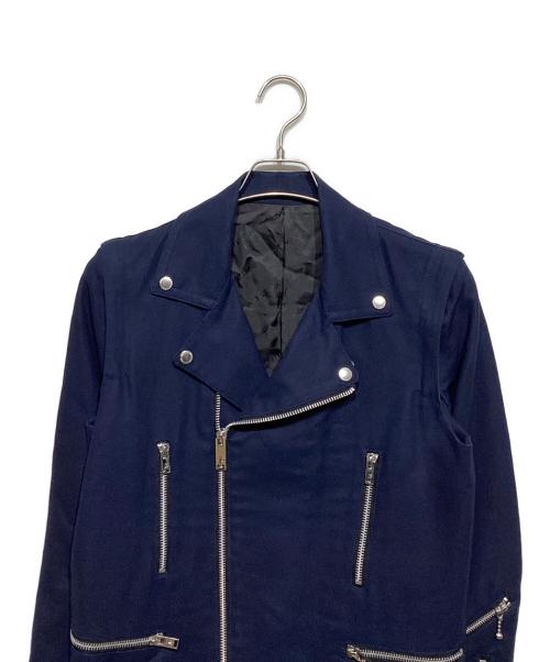 JOHN LAWRENCE SULLIVAN（ジョン ローレンス サリバン）JOHN LAWRENCE SULLIVAN (ジョン ローレンス サリバン) コットン ダブルライダースジャケット ネイビー サイズ:34の古着・服飾アイテム