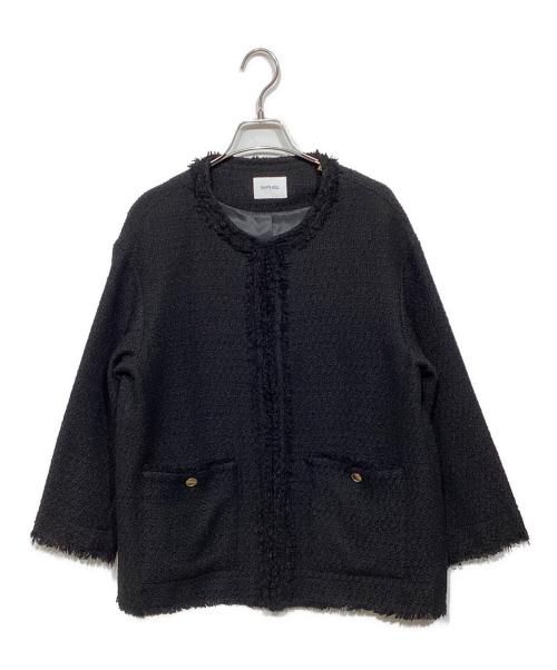 SHIPS any（シップスエニィ）SHIPS any (シップスエニィ) ツイード ノーカラー オーバー ジャケット ブラック サイズ:Ｆの古着・服飾アイテム