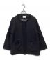 SHIPS any（シップスエニィ）の古着「ツイード ノーカラー オーバー ジャケット」｜ブラック