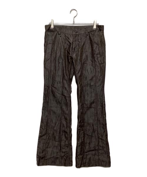 HaaT（ハート）HaaT (ハート イッセイ ミヤケ) シワ加工フレアパンツ　 ブラウン サイズ:3の古着・服飾アイテム