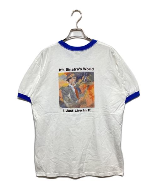 anvil（アンヴィル）anvil (アンヴィル) 90s Frank Sinatra　リンガーTシャツ ホワイト×ブルー サイズ:Lの古着・服飾アイテム