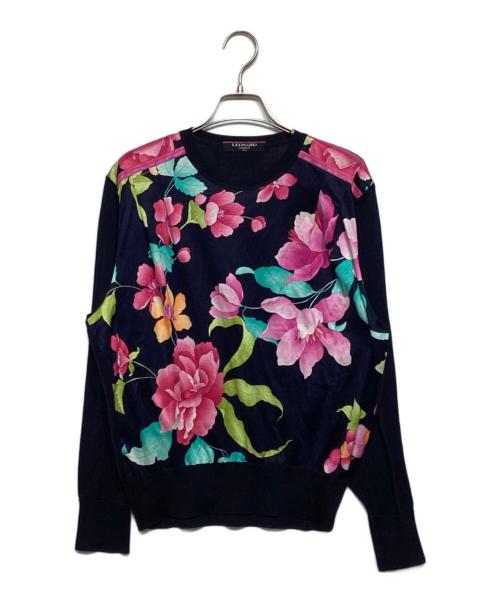 LEONARD（レオナール）LEONARD (レオナール) 花柄ニットカットソー ネイビー サイズ:Mの古着・服飾アイテム