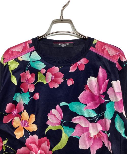 LEONARD（レオナール）LEONARD (レオナール) 花柄ニットカットソー ネイビー サイズ:Mの古着・服飾アイテム