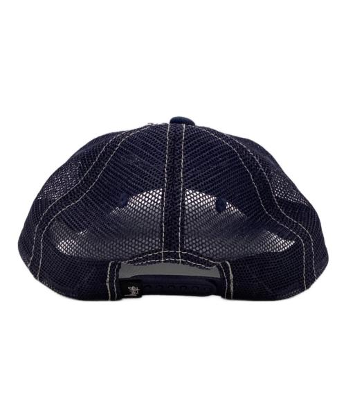 stussy（ステューシー）stussy (ステューシー) CUT OUT LEATHER TRUCKER CAP　1311138 ネイビーの古着・服飾アイテム