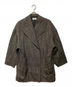 DES PRESデ プレ）の古着「ウールスラブミックス ワイドカラーショートコート」｜グレー