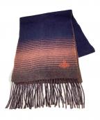 Vivienne Westwoodヴィヴィアンウエストウッド）の古着「オーブ刺繍カシミヤマフラー」｜ネイビー×ブラウン