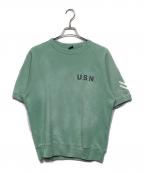AVIREXアヴィレックス）の古着「NAVAL SHORTSLEEVE SWEAT SHIRT」｜グリーン