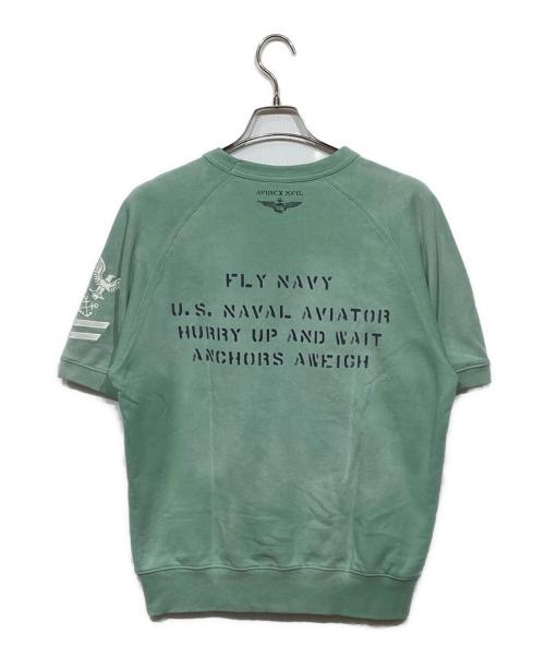 AVIREX（アヴィレックス）AVIREX (アヴィレックス) NAVAL SHORTSLEEVE SWEAT SHIRT グリーン サイズ:Mの古着・服飾アイテム