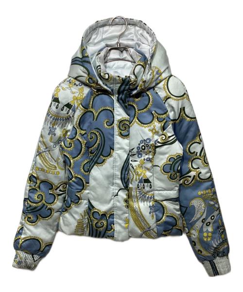 Emilio Pucci（エミリオ プッチ）Emilio Pucci (エミリオ プッチ) 総柄ダウンジャケット　66YC01 スカイブルー サイズ:36の古着・服飾アイテム