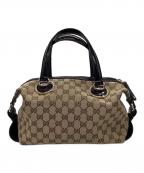 GUCCIグッチ）の古着「GGキャンバスミニボストンバッグ　203526」｜ベージュ×ブラック