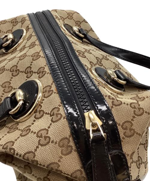 GUCCI（グッチ）GUCCI (グッチ) GGキャンバスミニボストンバッグ　203526 ベージュ×ブラックの古着・服飾アイテム
