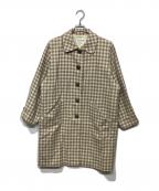 Yves Saint Laurentイヴサンローラン）の古着「千鳥格子バルマカンコート」｜グレー×ホワイト