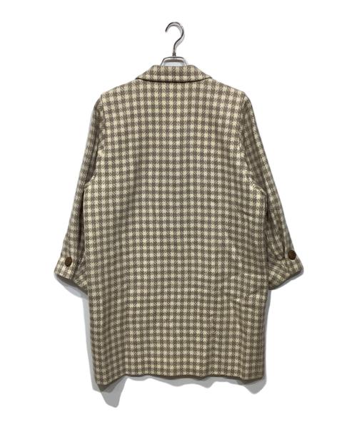 Yves Saint Laurent（イヴサンローラン）Yves Saint Laurent (イヴサンローラン) 千鳥格子バルマカンコート グレー×ホワイト サイズ:36の古着・服飾アイテム
