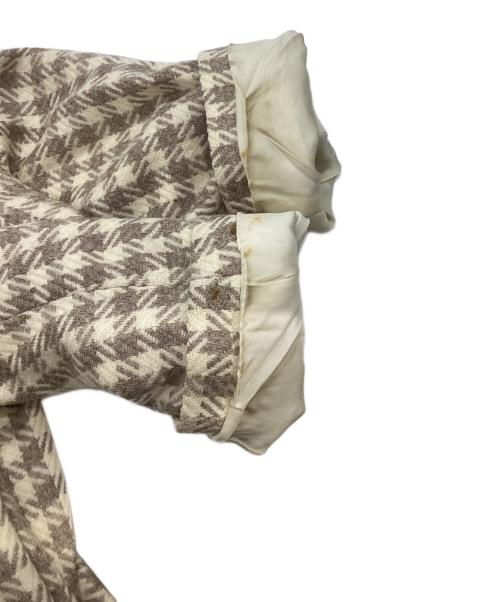 Yves Saint Laurent（イヴサンローラン）Yves Saint Laurent (イヴサンローラン) 千鳥格子バルマカンコート グレー×ホワイト サイズ:36の古着・服飾アイテム