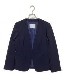 TOMORROW LAND（トゥモローランド）の古着「ドライダブルクロス ノーカラージャケット　11070107151」｜ネイビー