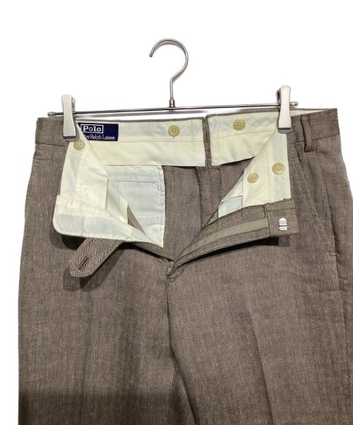 POLO RALPH LAUREN（ポロ・ラルフローレン）POLO RALPH LAUREN (ポロ・ラルフローレン) リネン混セットアップスーツ ブラウン サイズ:JK：39/PT：82の古着・服飾アイテム
