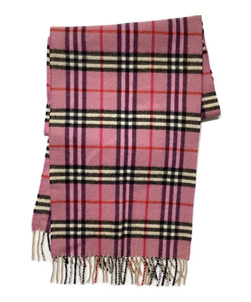 BURBERRY LONDON（バーバリーロンドン）BURBERRY LONDON (バーバリーロンドン) ノバチェックカシミヤマフラー ピンクの古着・服飾アイテム