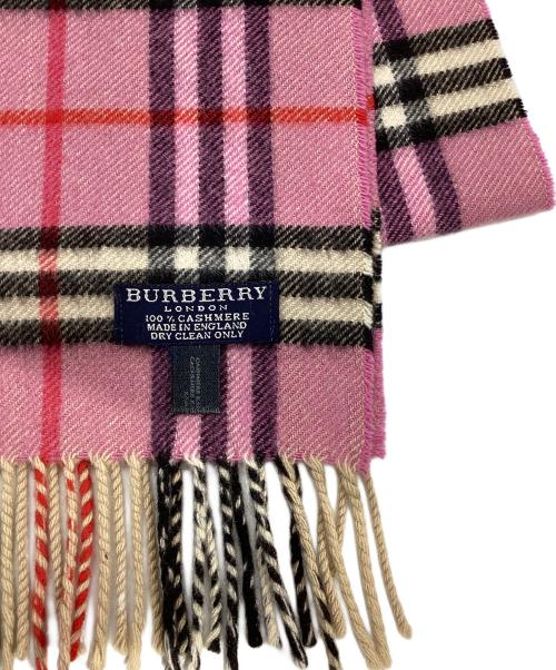 BURBERRY LONDON（バーバリーロンドン）BURBERRY LONDON (バーバリーロンドン) ノバチェックカシミヤマフラー ピンクの古着・服飾アイテム