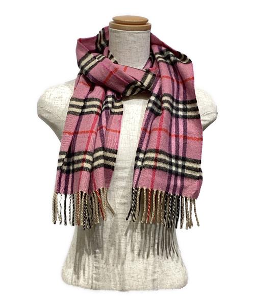 BURBERRY LONDON（バーバリーロンドン）BURBERRY LONDON (バーバリーロンドン) ノバチェックカシミヤマフラー ピンクの古着・服飾アイテム
