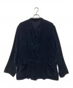 COMOLIコモリ）の古着「リネンレーヨン スタンドカラージャケット」｜ネイビー